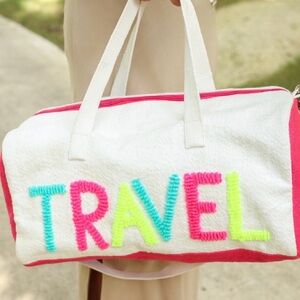 Vibrant Pink and White Travel Tote